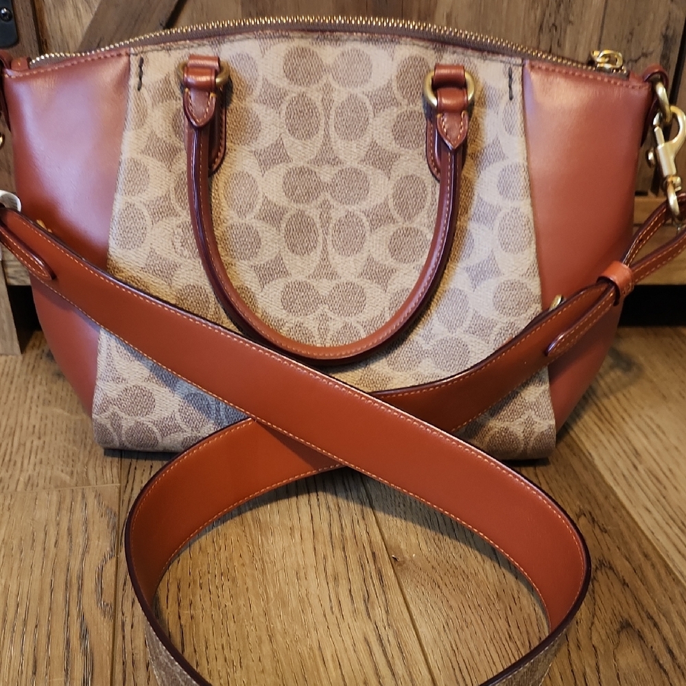 Coach Tan and Brown Shoulder Bag